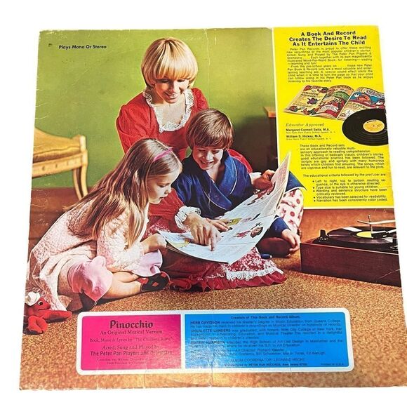 RARE DISNEY PINOCCHIO BOOK/STORY & VINYL 12” LP RECORD SET VINTAGE COLLECTIBLE - Picture 4 of 7